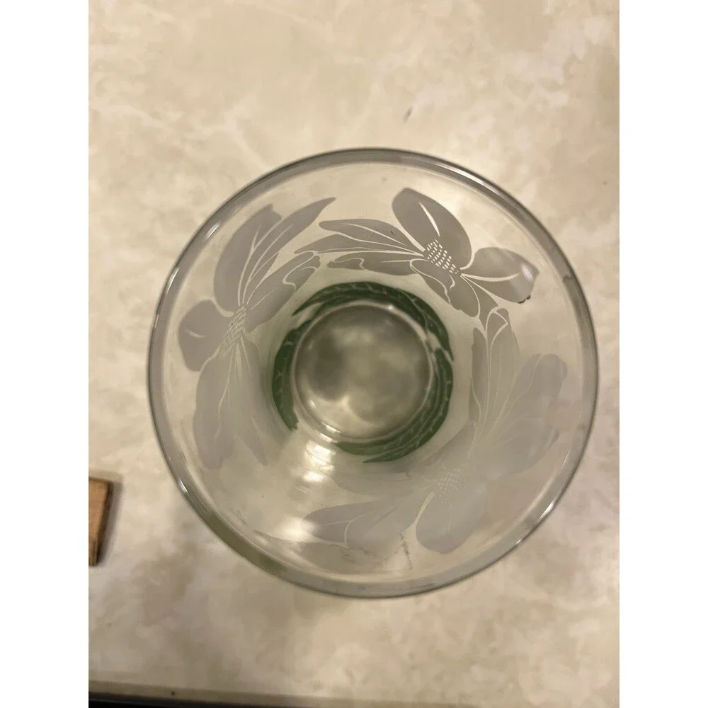Vtg Mid-Century Swanky Swig Style Magnolia Flower Glass Tumbler Collectible